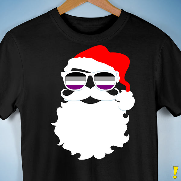 Santa’s Asexual Pride Flag Shades Premium Unisex T-Shirt - Black